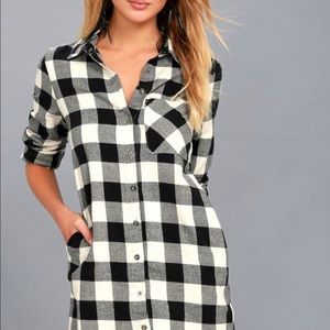 Lulus black and white flannel dress